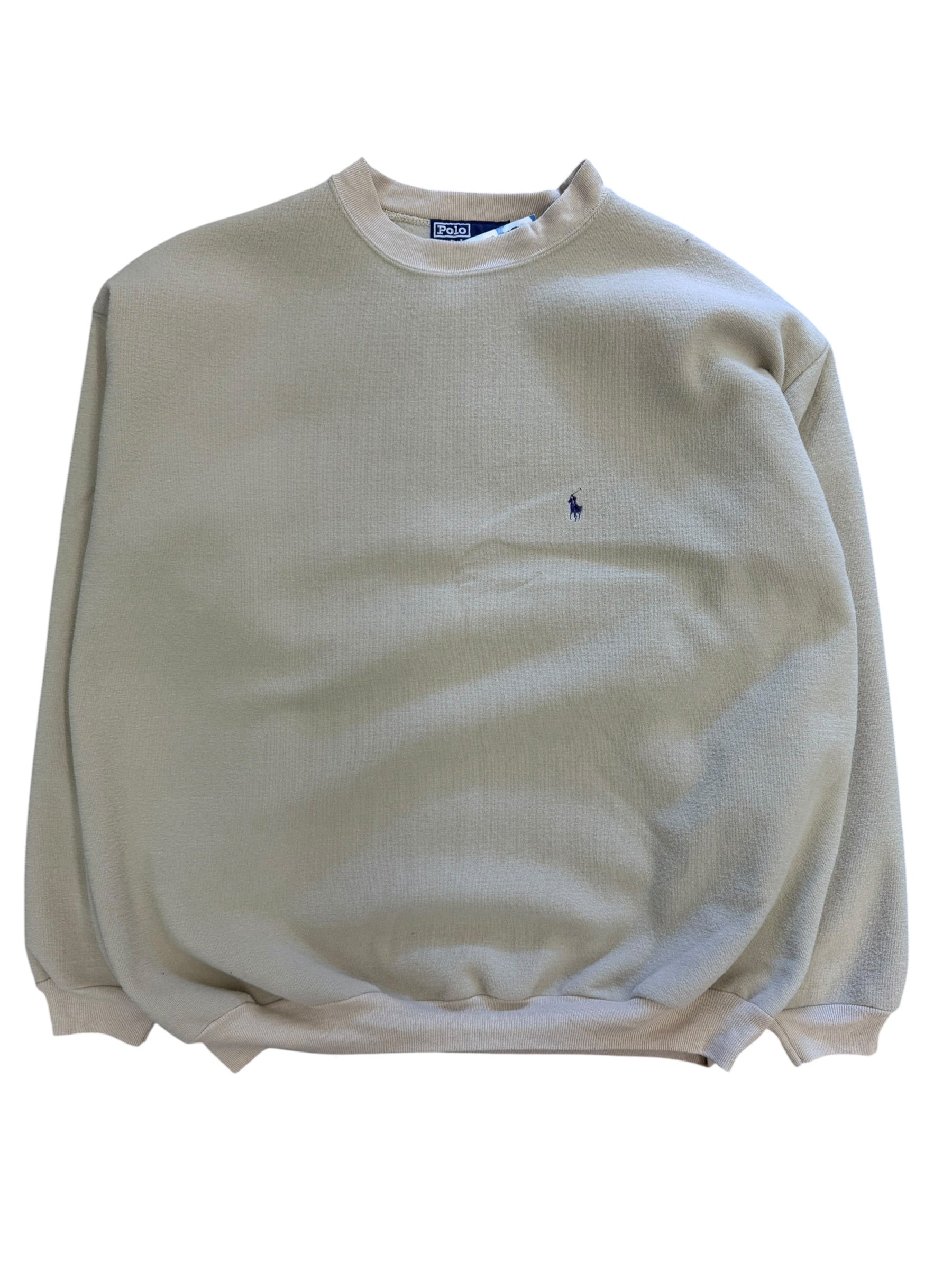 Vintage 1990s Polo Beige Tan Crewneck Sweater XL