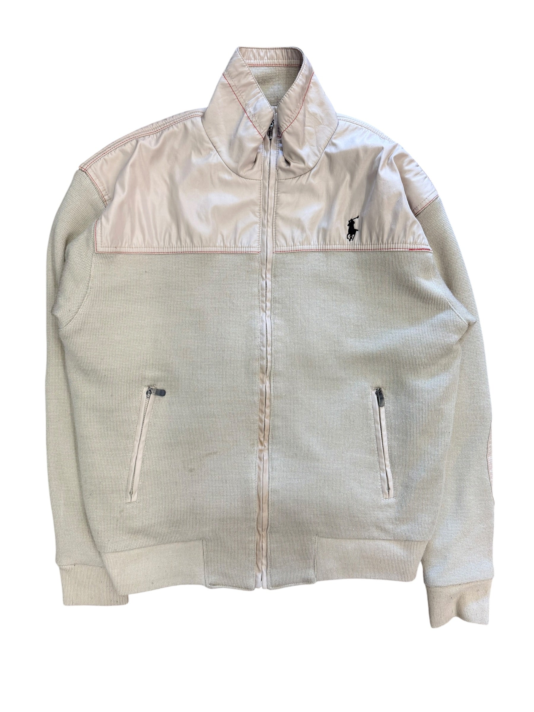 Vintage 1990s Polo Beige Full Zip Sweater XL/L