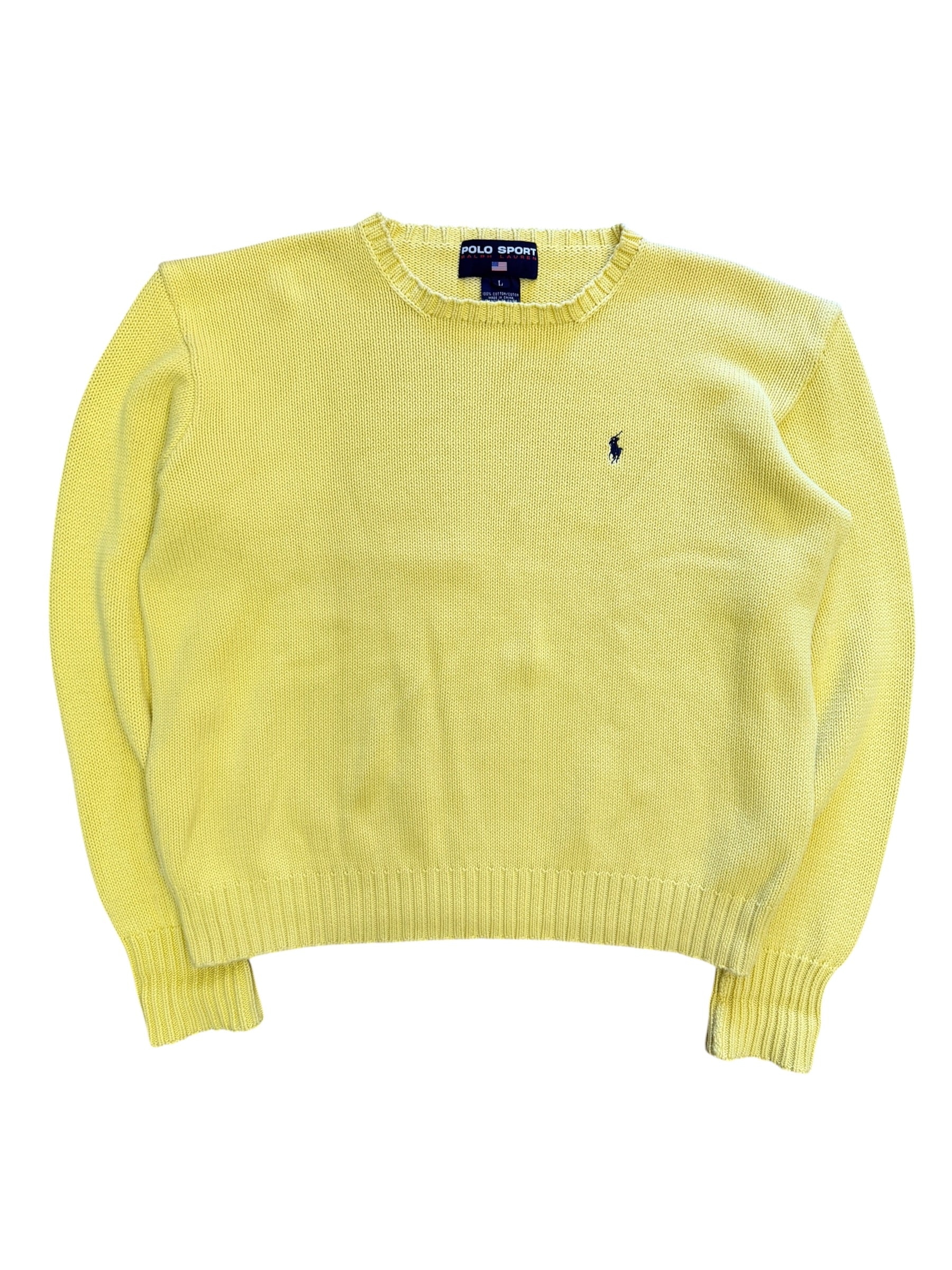 Vintage 1990s Polo Yellow Knit Sweater Large