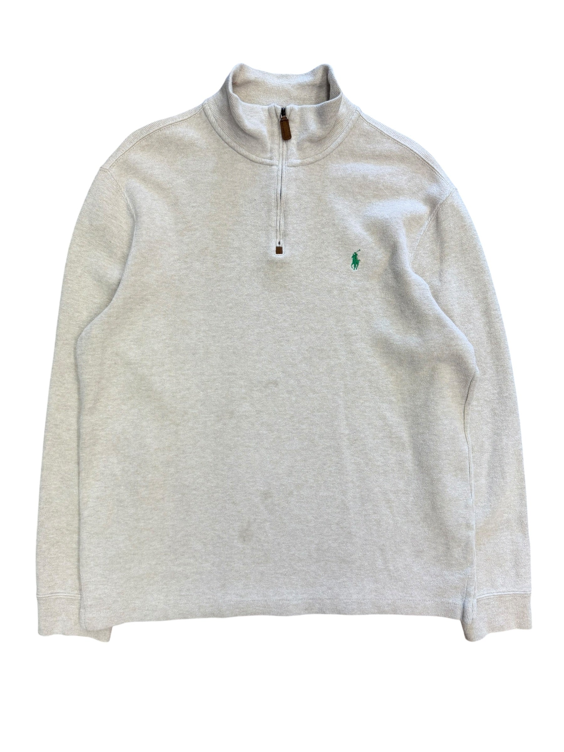 Vintage 2000s Polo White Tan Quarter Zip Sweater Large