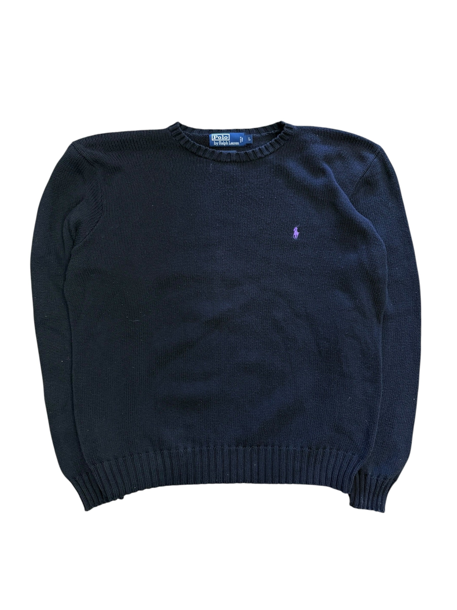 Vintage 2000s Polo Black Knit Sweater Large