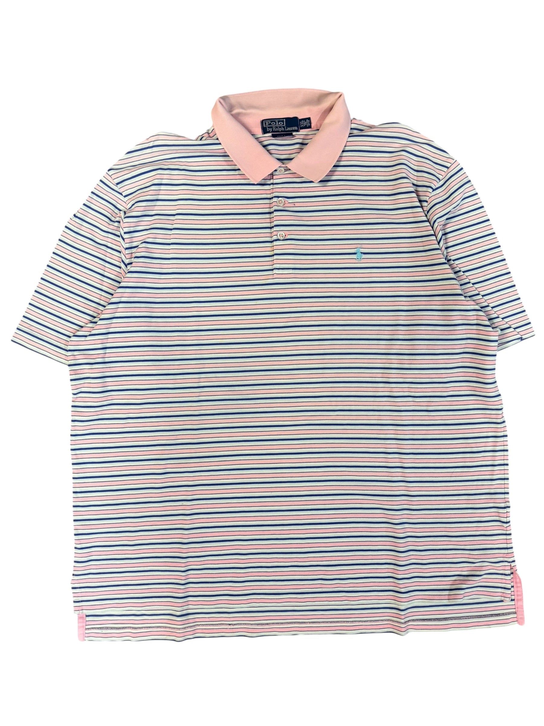 Vintage Polo Pink Blue Button Up Shirt 2XL