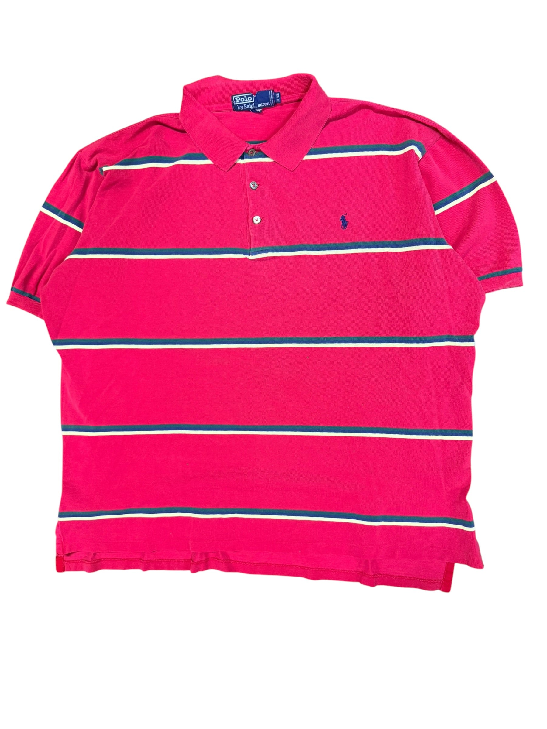 Vintage 2000s Polo Red Green Striped Shirt XL