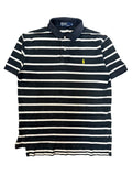 Vintage 2000s Black/White Striped Polo Shirt Medium