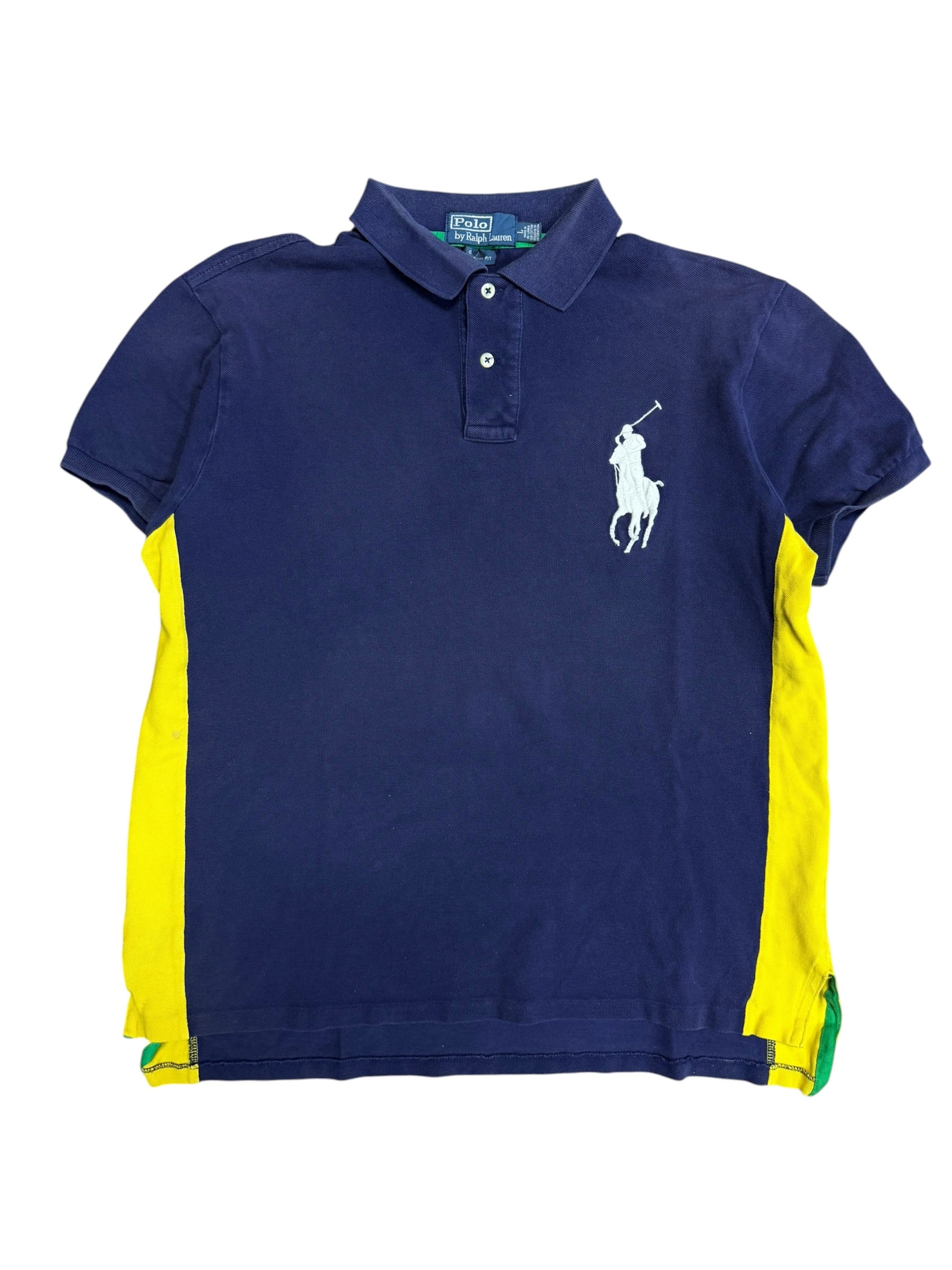 Vintage 2000s Big Pony Navy/Yellow Polo Shirt Large