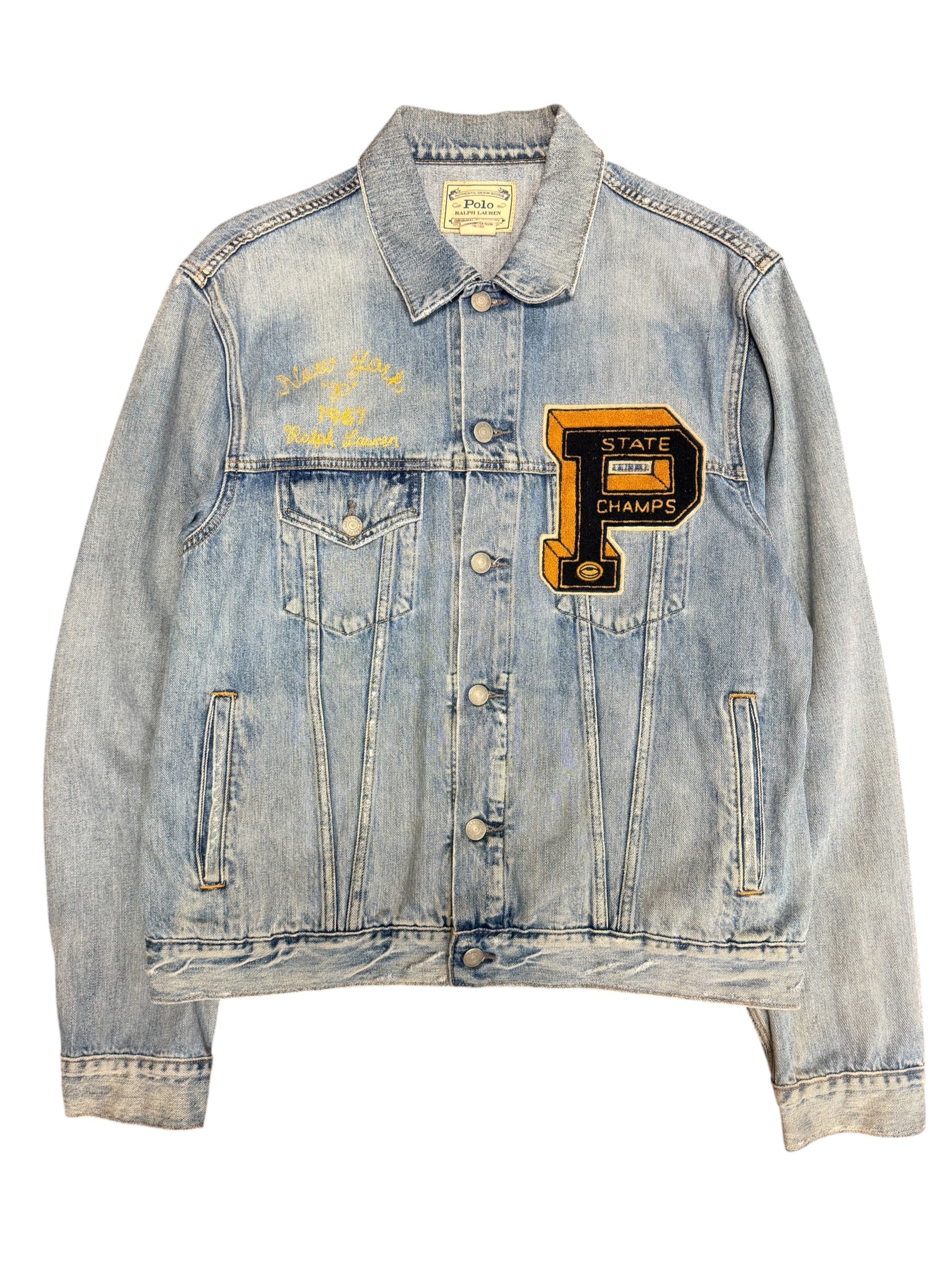 Vintage 2000s Polo RL Tigers Embroidered Denim Jacket Large