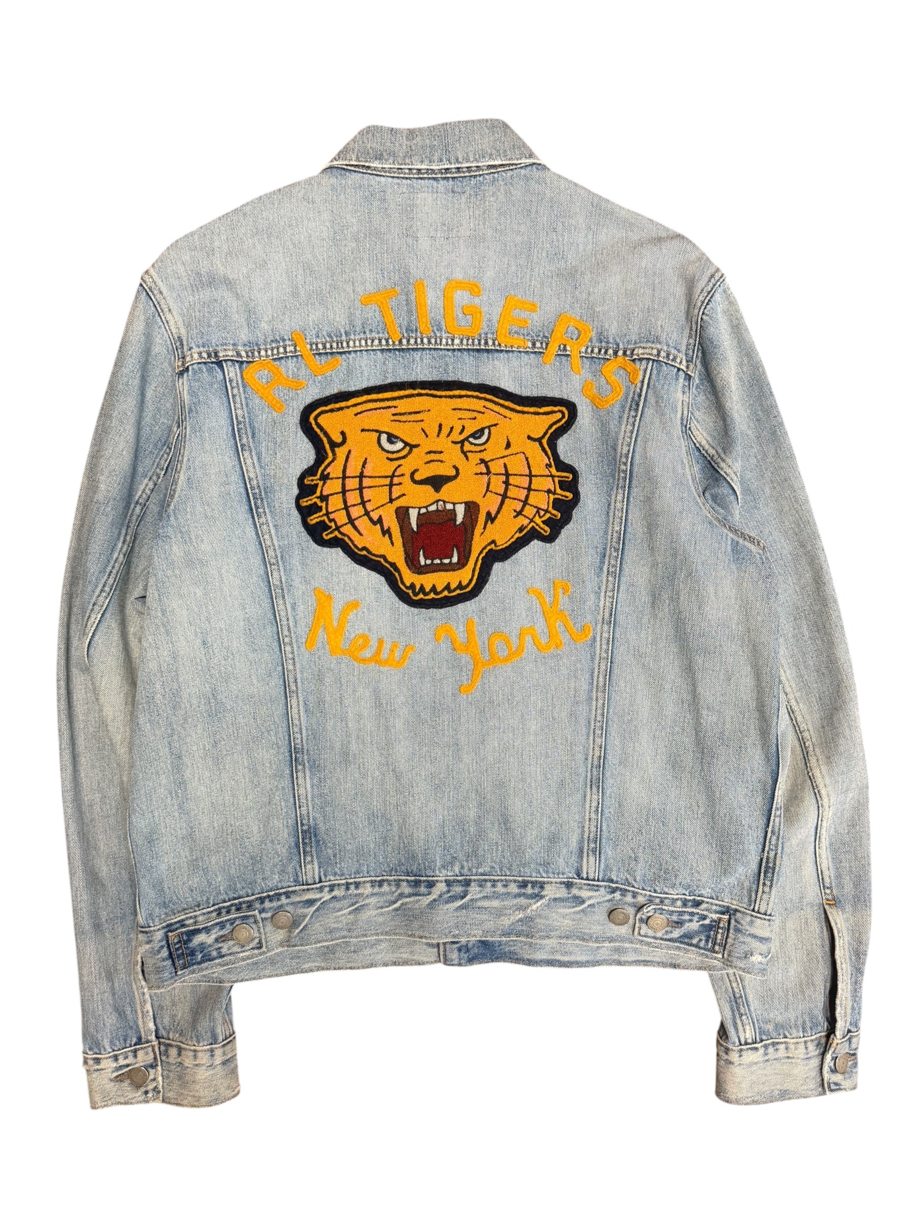 Vintage 2000s Polo RL Tigers Embroidered Denim Jacket Large