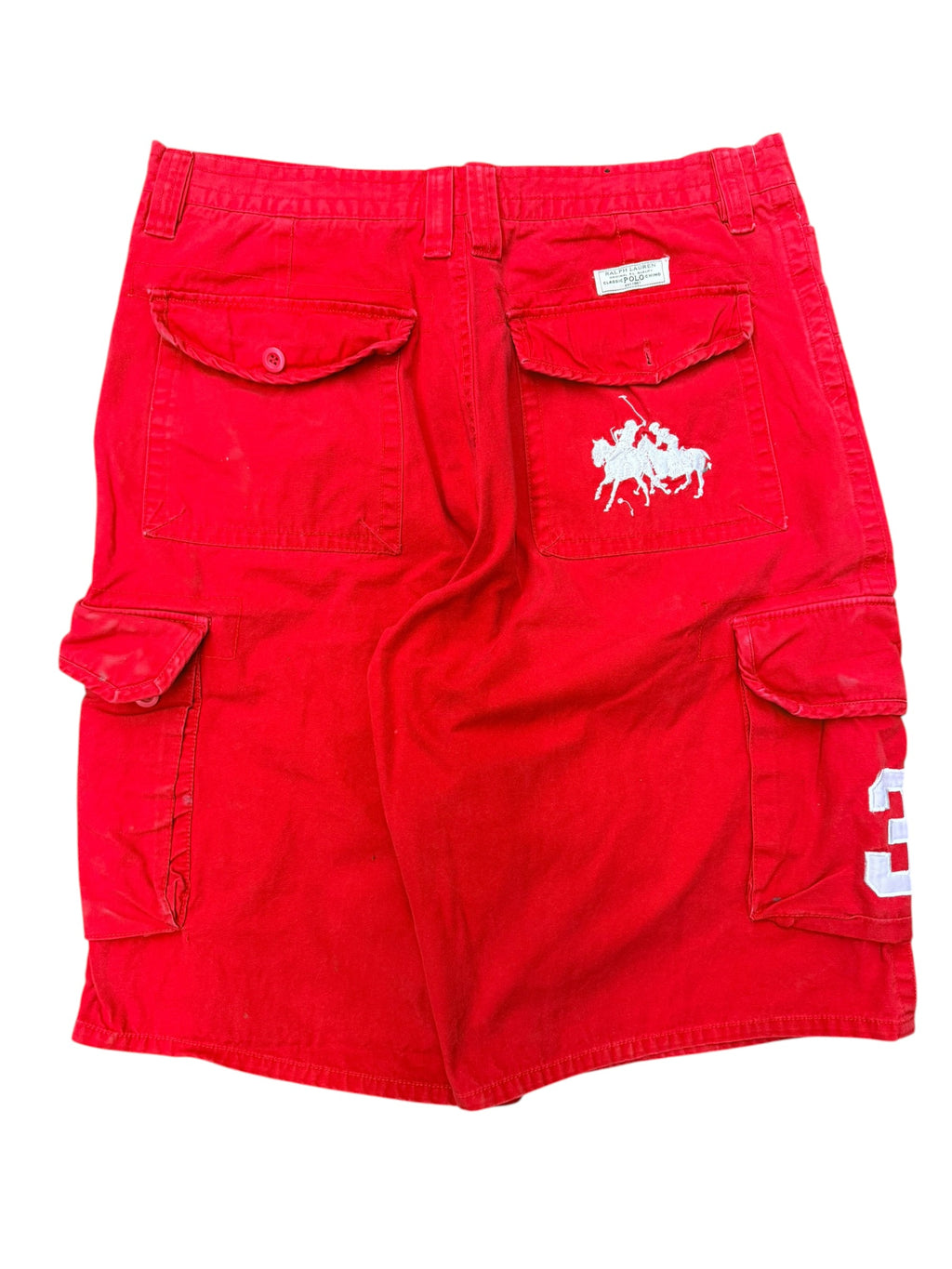 Vintage 1999s Polo Big Pony Red Cargo Shorts 40W