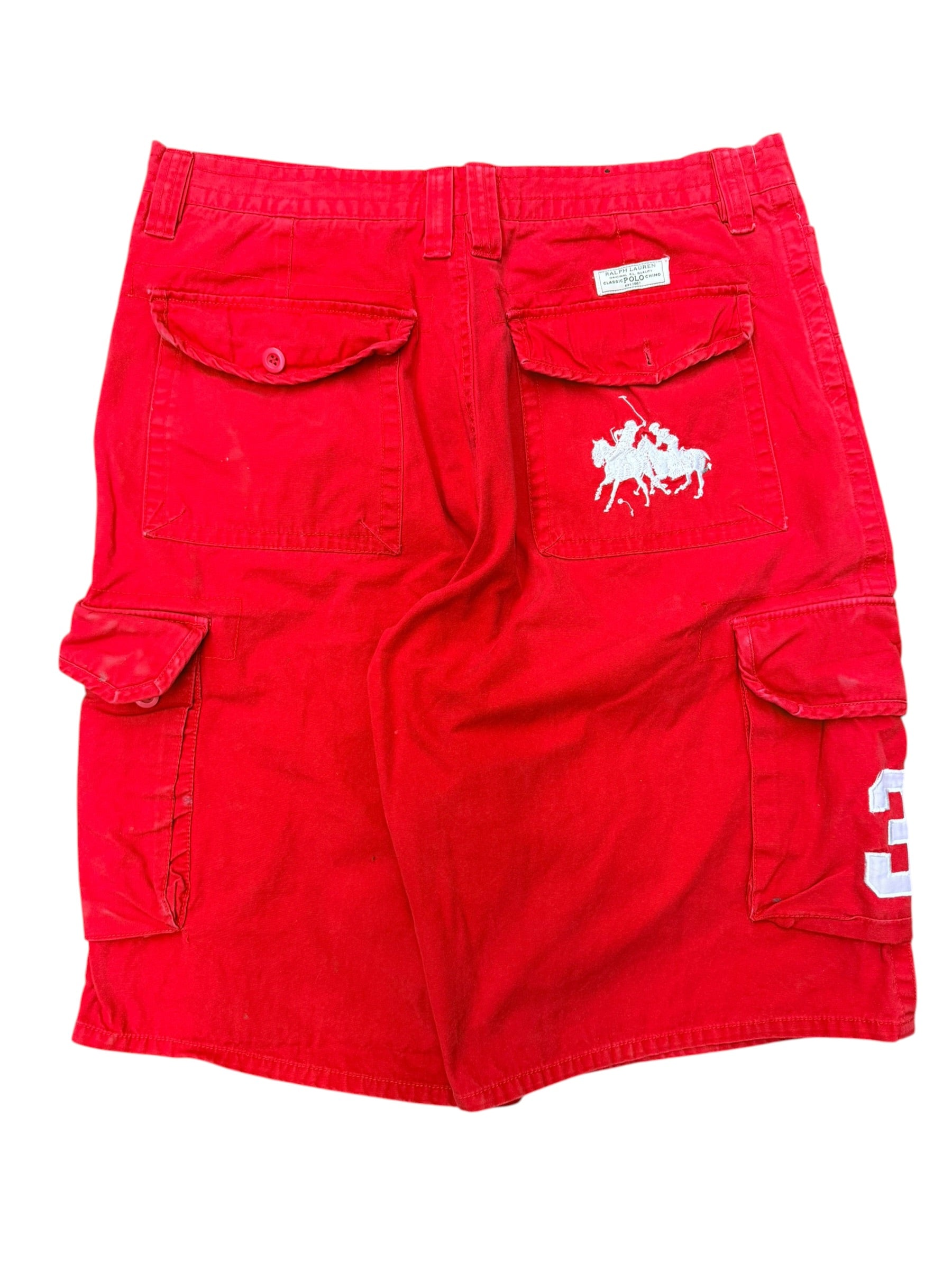 Vintage 1999s Polo Big Pony Red Cargo Shorts 40W