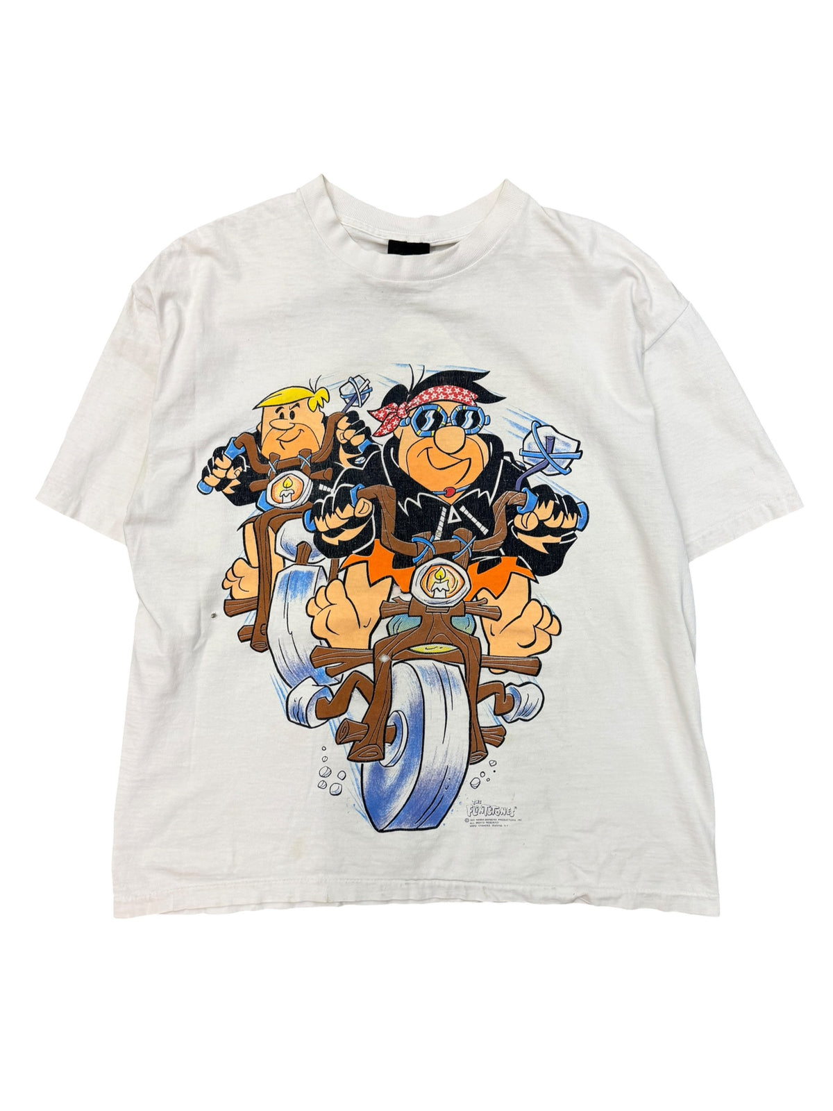 Vintage 1990s Flintstones Motorcycle Shirt Large