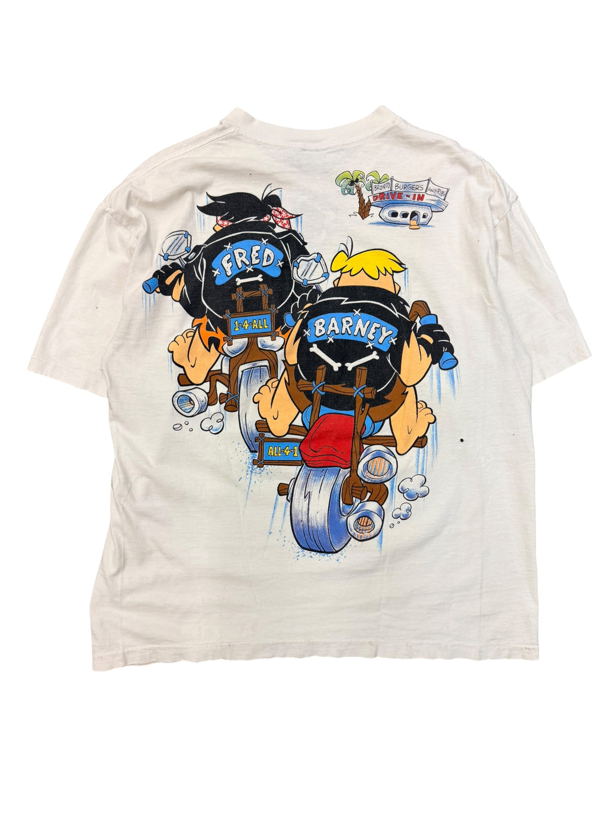 Vintage 1990s Flintstones Motorcycle Shirt Large