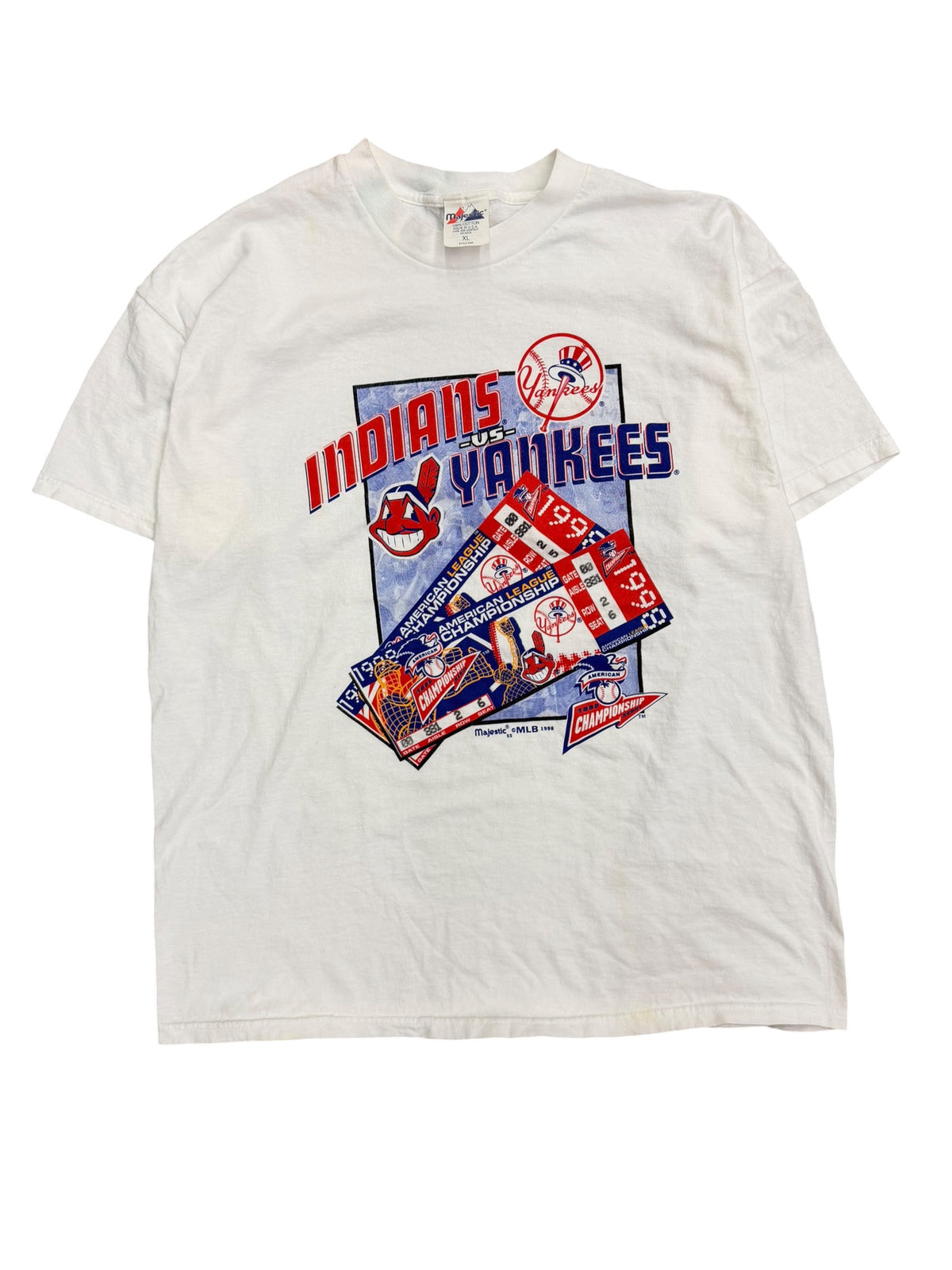 Vintage 1990s Yankees Vs Indians Baseball Shirt XL