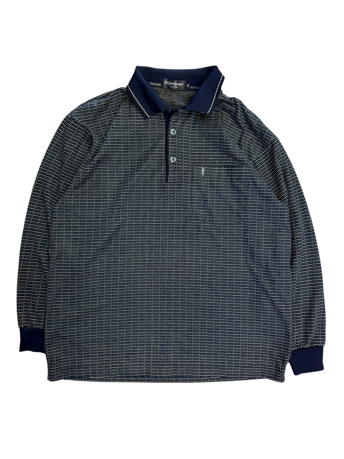 Vintage 1990s YSL Button Up Polo Shirt Medium