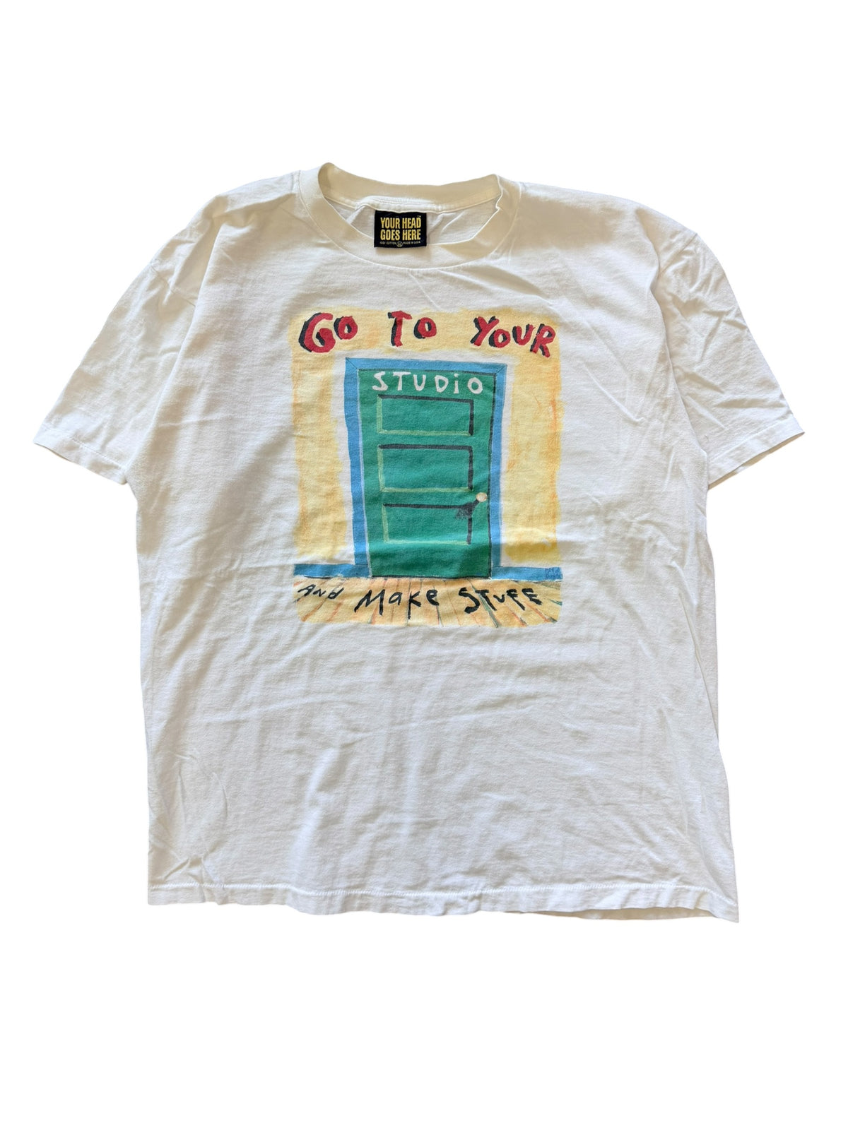 Vintage 1990s Go To Your Studio Fred Babb Art Graphic Shirt XL