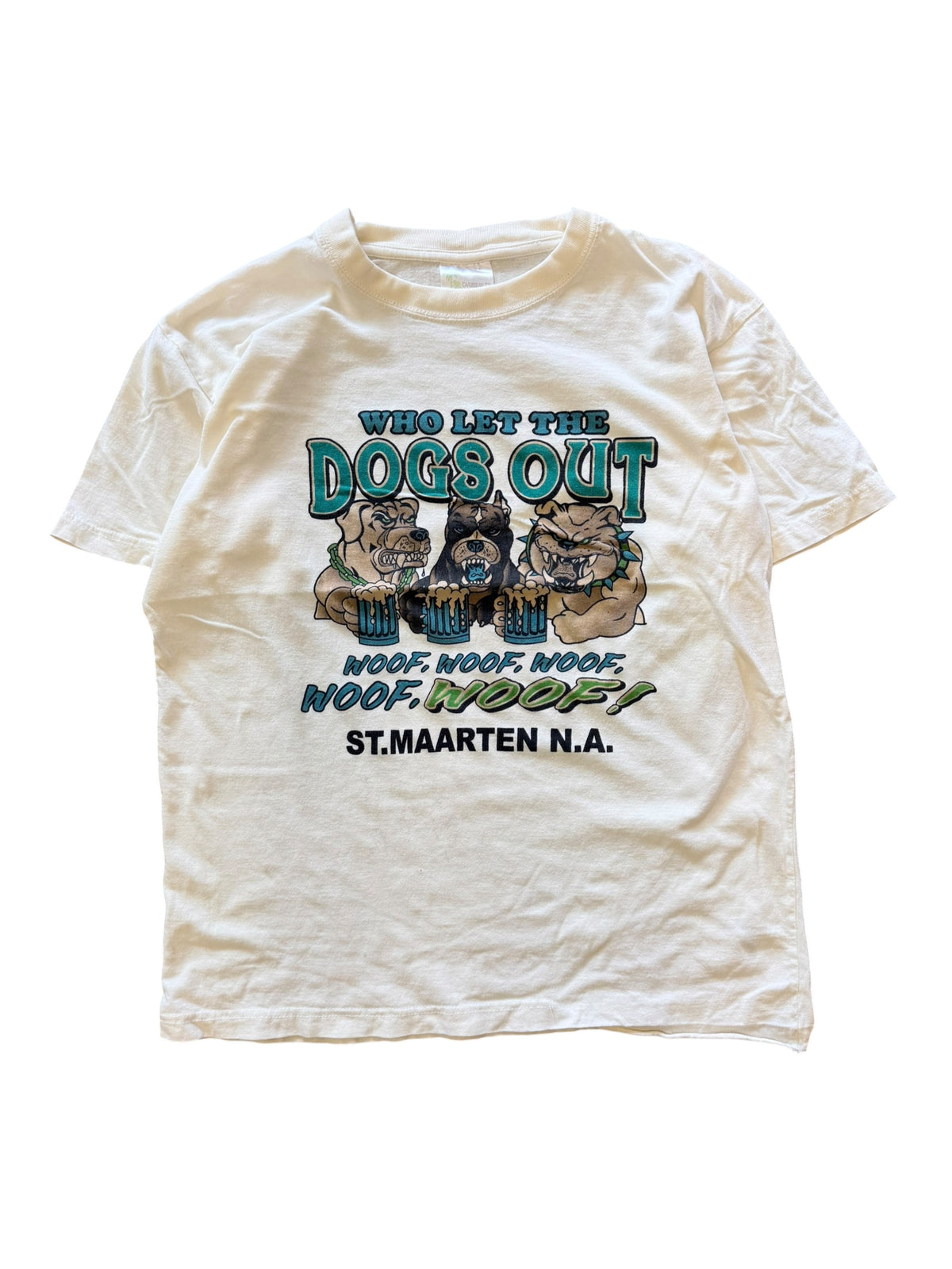 Vintage 1990s Who Let The Dogs Out Graphic Shirt Medium