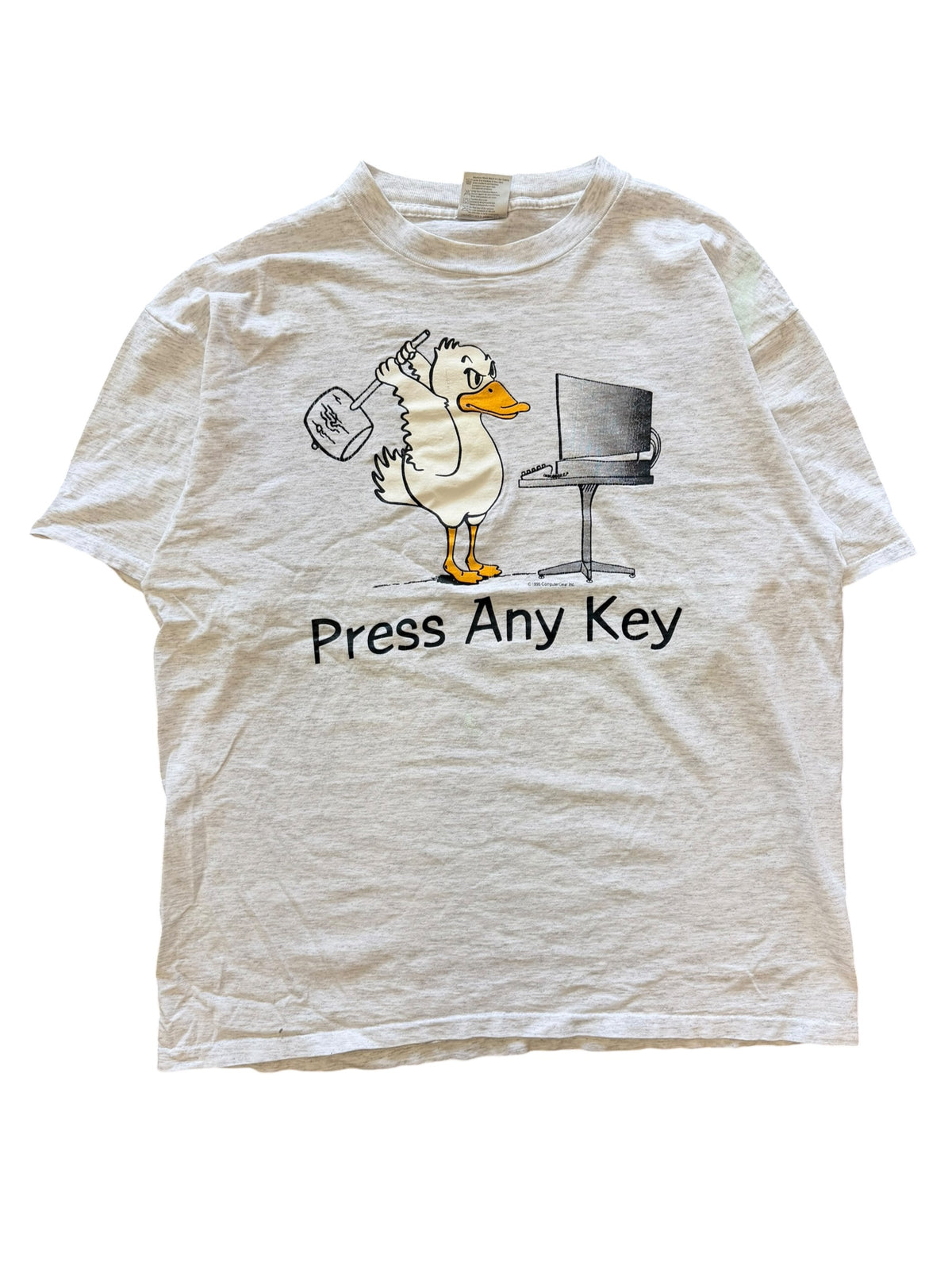Vintage 1990s Press Any Key Graphic Shirt XL