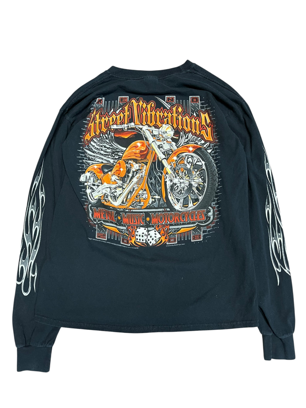 Vintage 2000s Street Vibrations Motorcycle Long Sleeve Shirt Medium