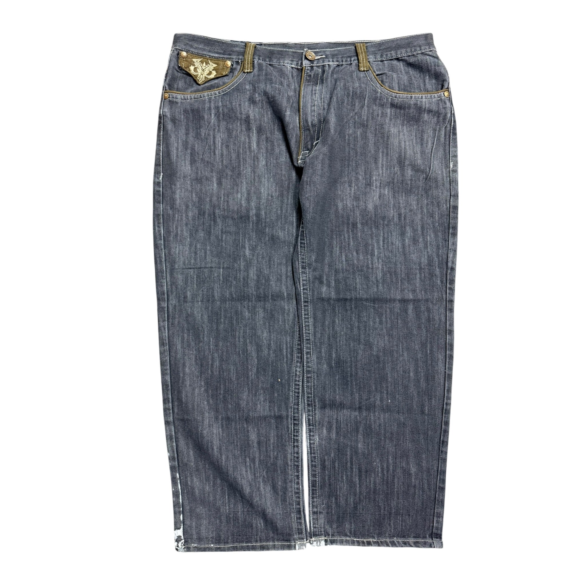 Vintage 2000s Imperious Patched Black Baggy Denim Pants 42x30
