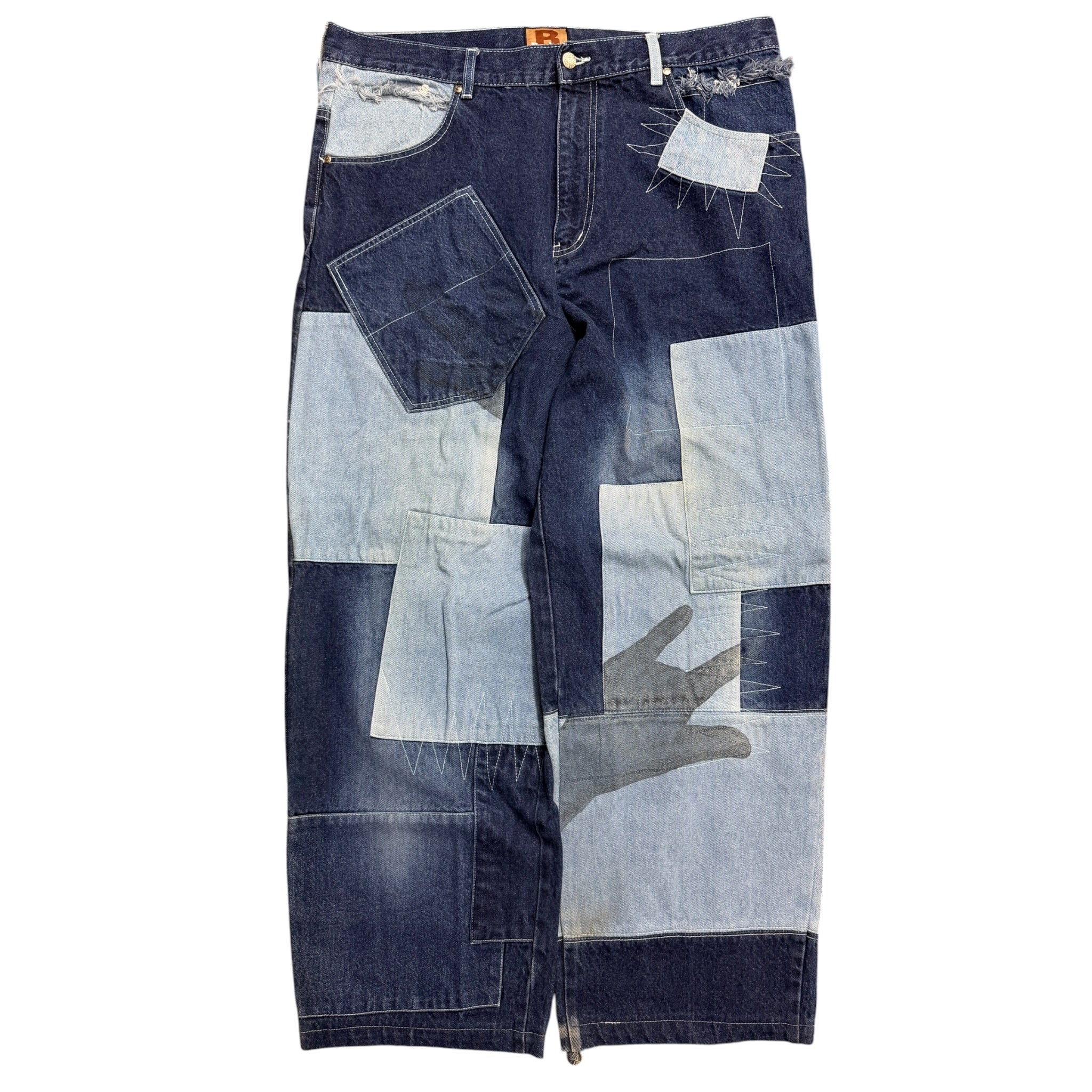 Vintage 2000s Bucker Pocket Patchwork Baggy Denim Pants 40x32