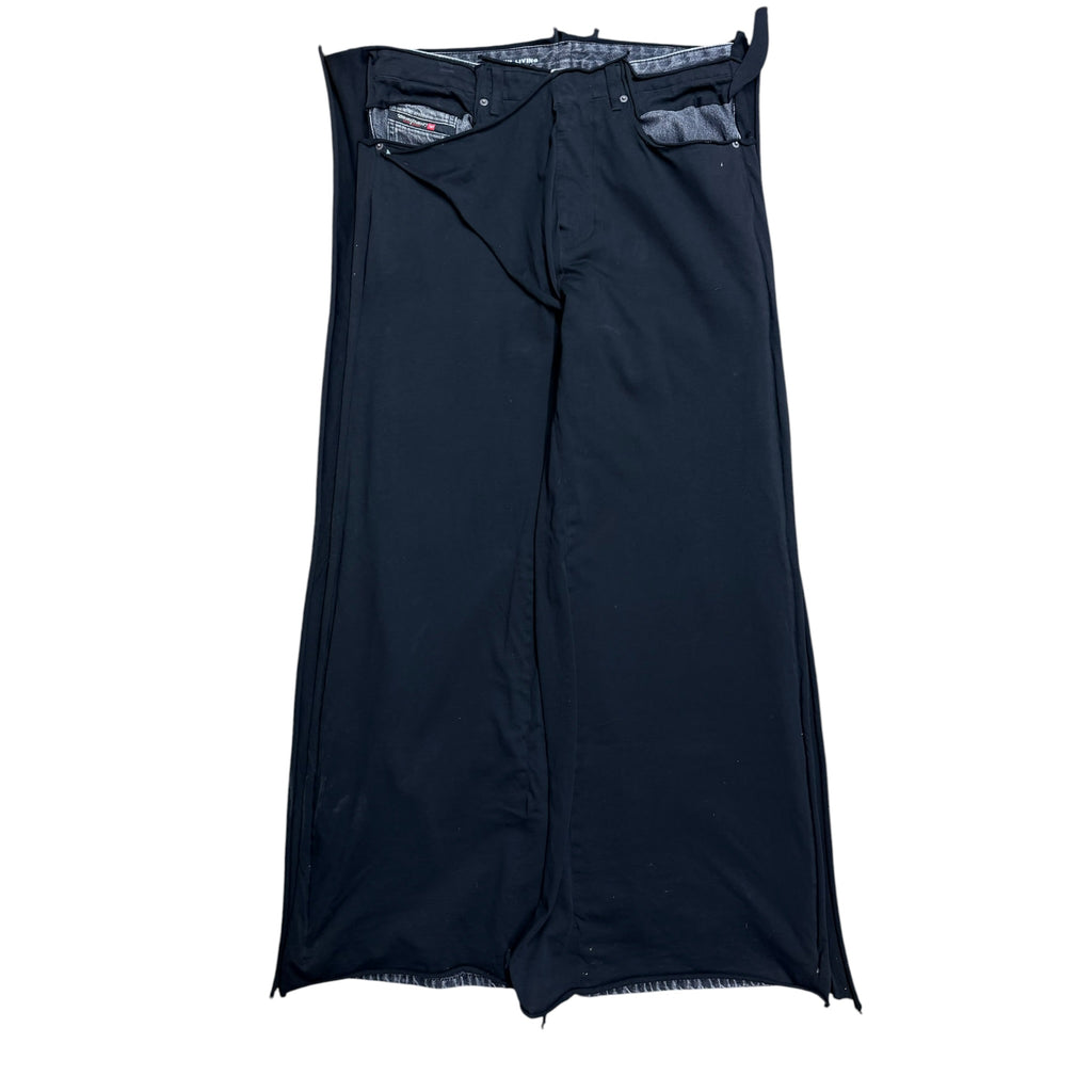Diesel Industry Wide Leg Black Denim Covered Pants 32x32