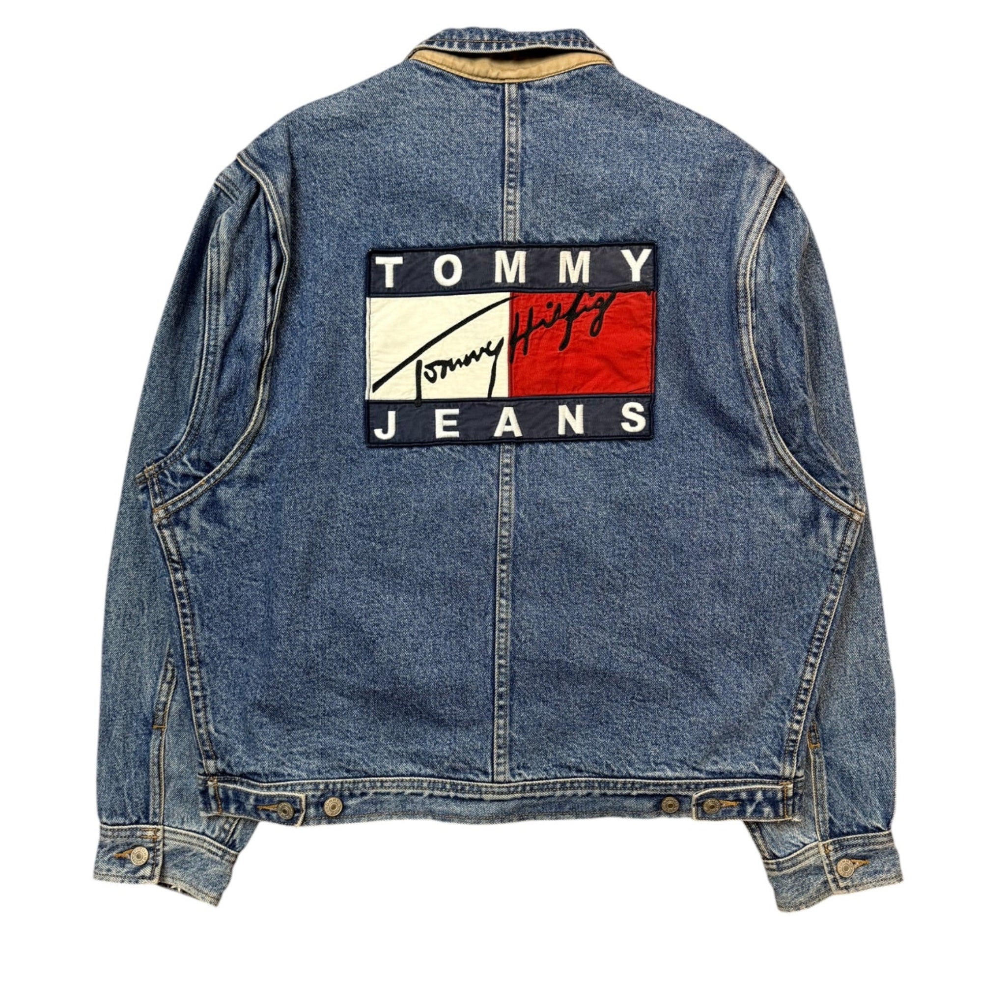 Vintage 90s Tommy Hilfiger Flag Logo Denim Jacket Medium