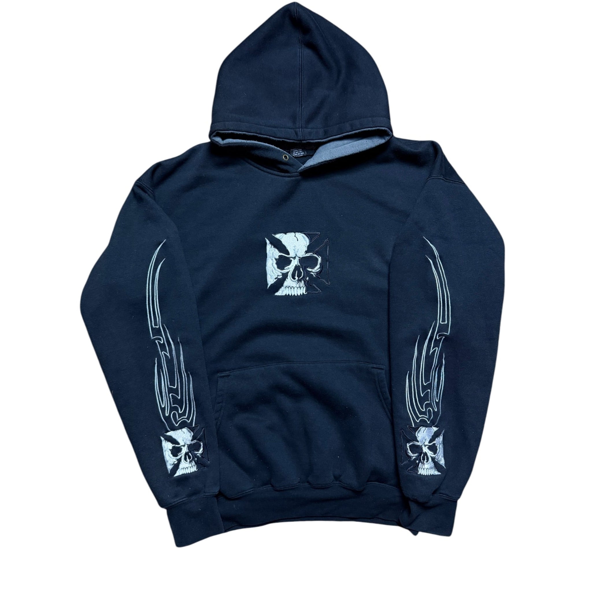 Vintage 2000s Sapphire Lounge Skull Sleeve Graphic Hoodie Medium