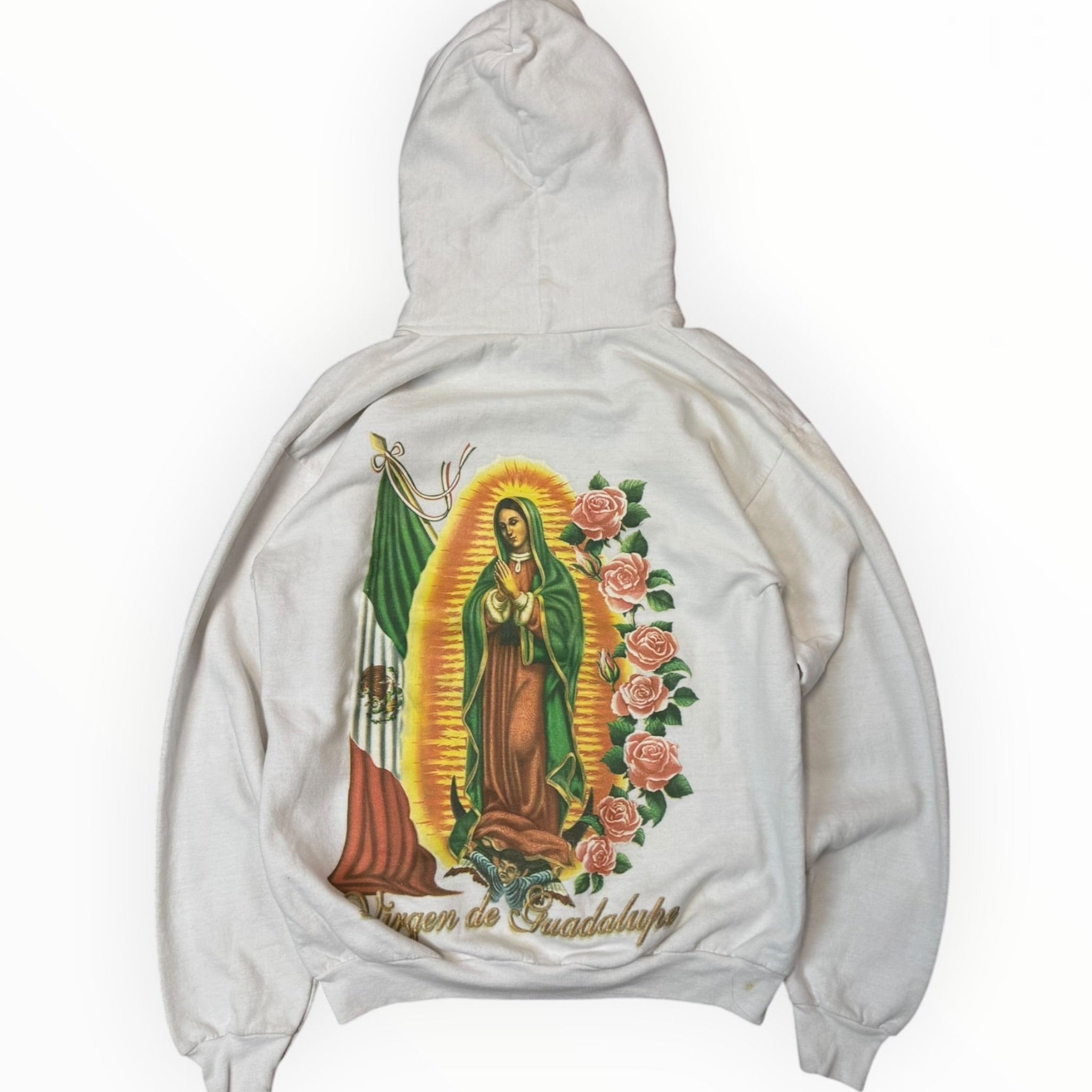Vintage 2000s Virgen De Gudalupe Chicano Hoodie MEDIUM
