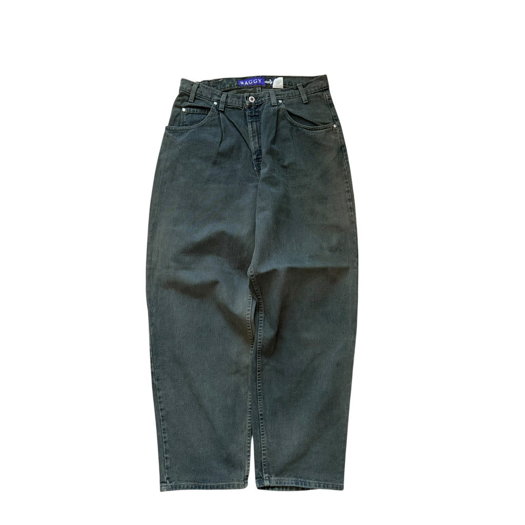 Vintage 1995 Levis Silvertab Baggy Black Dark Green Denim Pants 34x32
