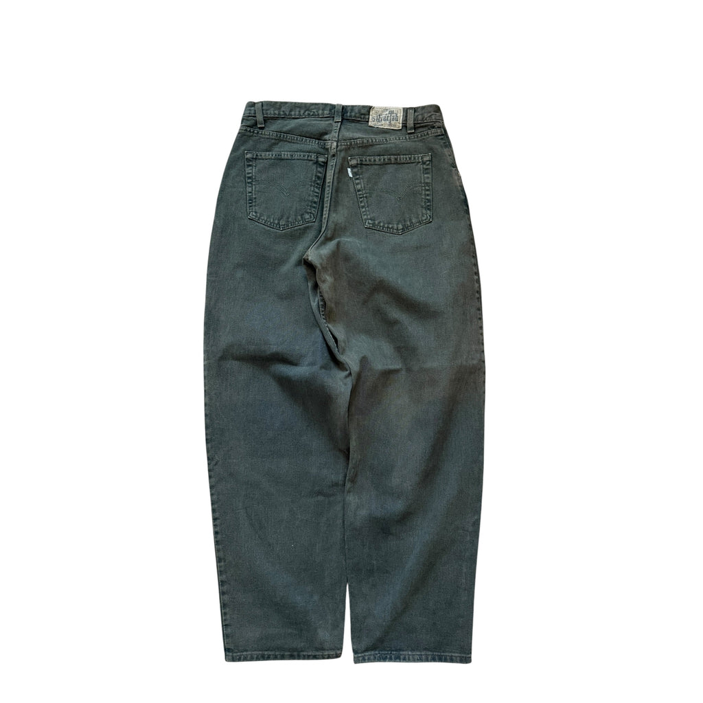 Vintage 1995 Levis Silvertab Baggy Black Dark Green Denim Pants 34x32