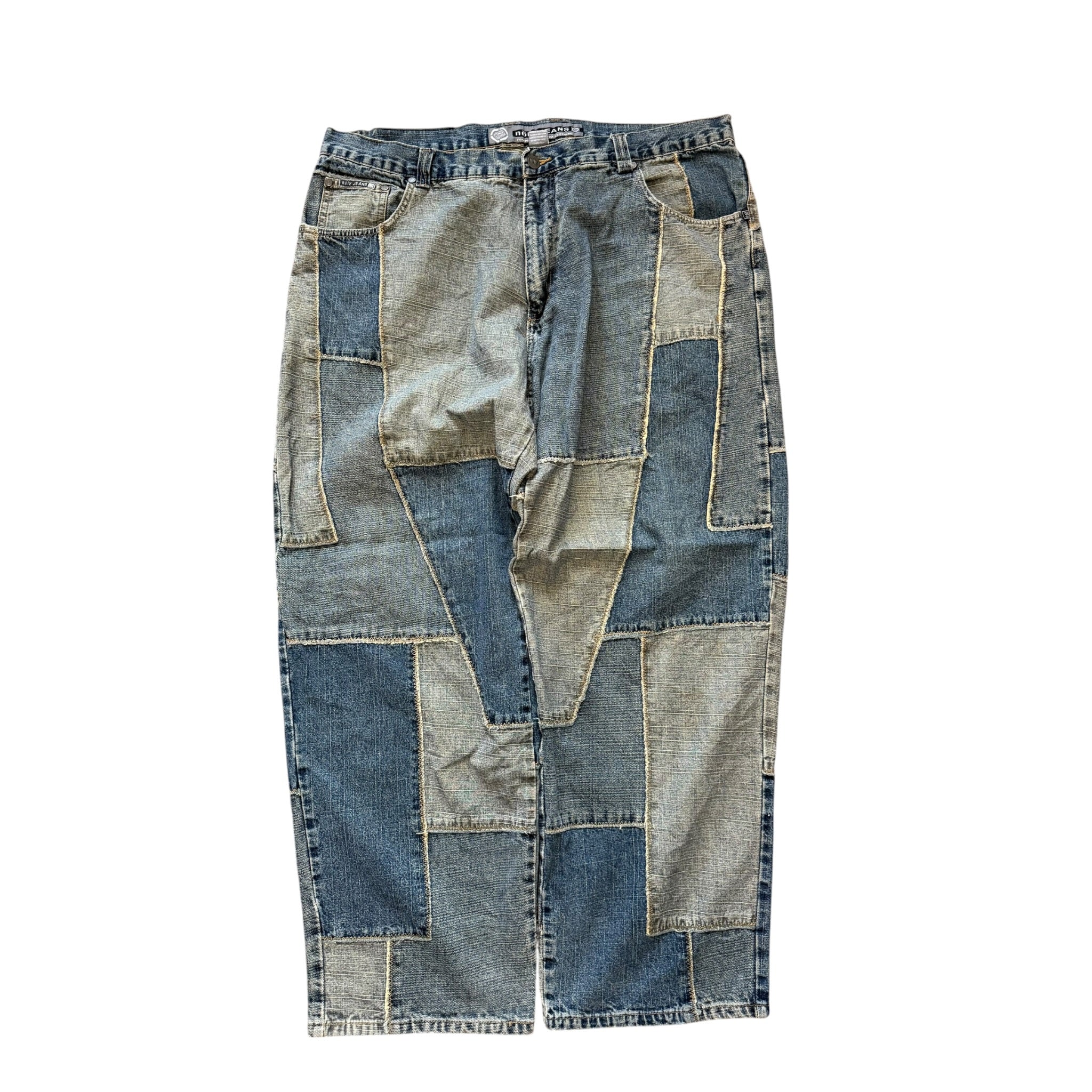 Vintage 2000s Noiz Jeans Baggy Denim Patchwork Pants 42x32