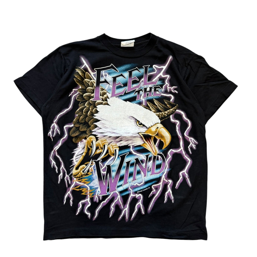 Vintage 1990s American Thunder Feel The Wind Motorcycle Shirt LARGE