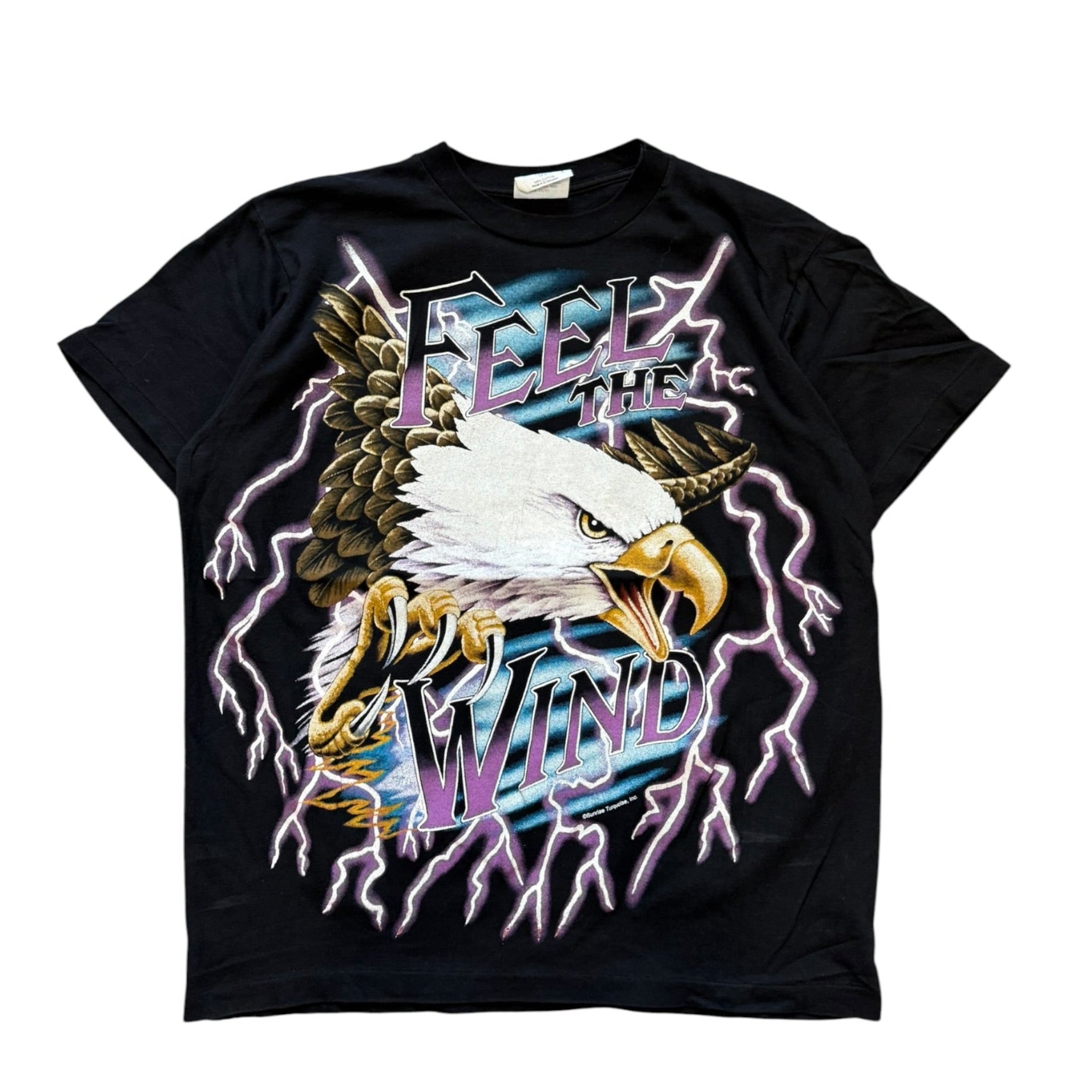 Vintage 1990s American Thunder Feel The Wind Motorcycle Shirt LARGE