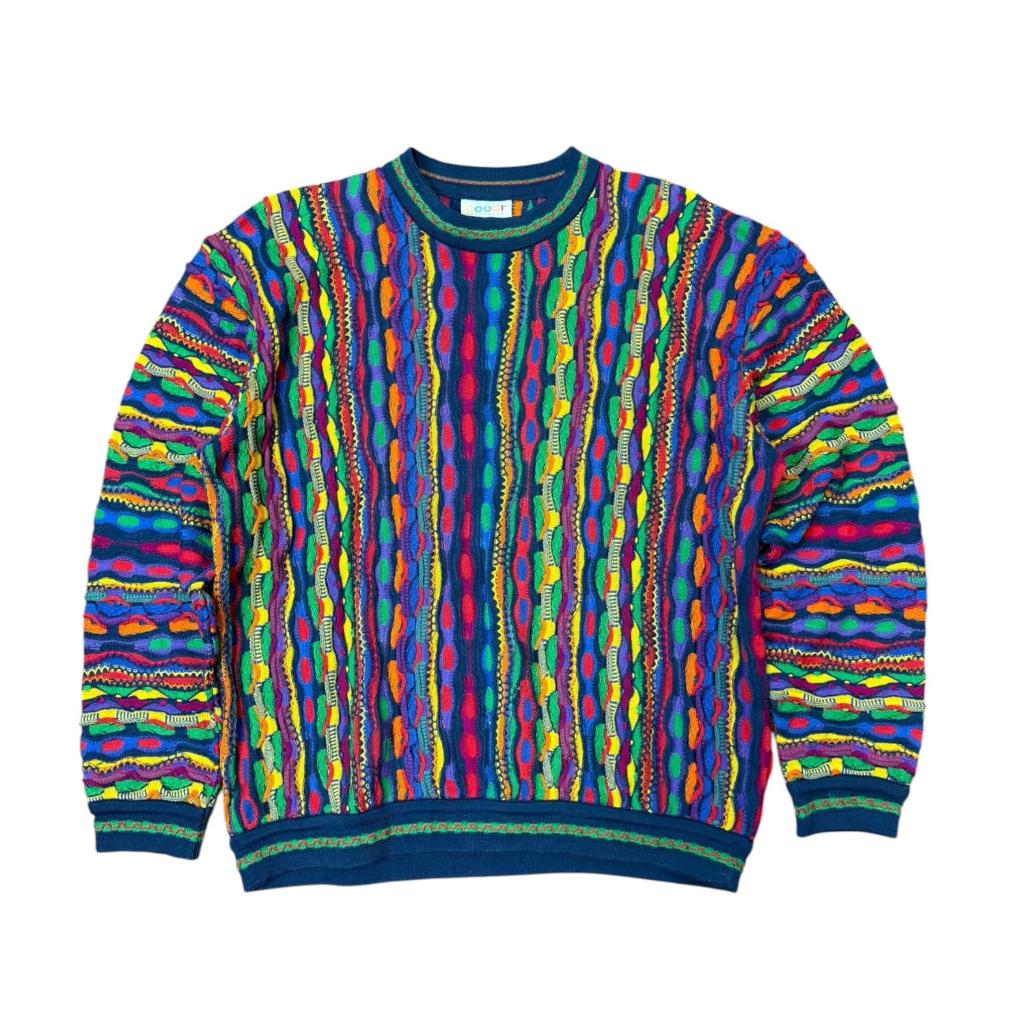 Vintage 1990s Coogi Multi Color Knit Crewneck Sweater Medium