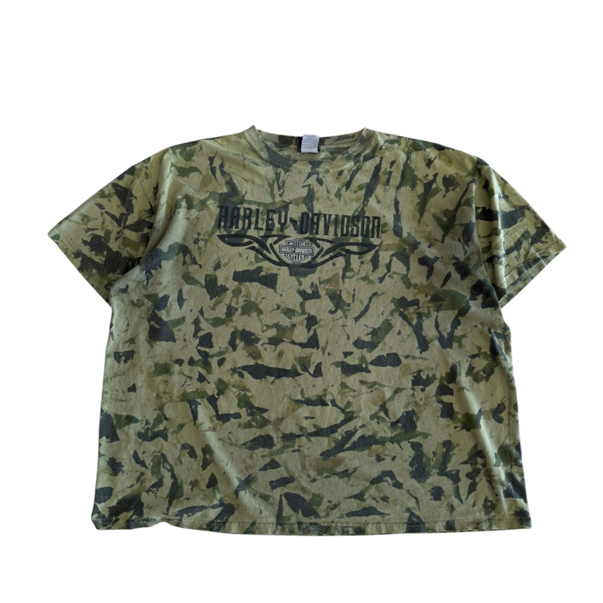 Vintage 2000s Harley Davidson Green Camo Shirt XXL
